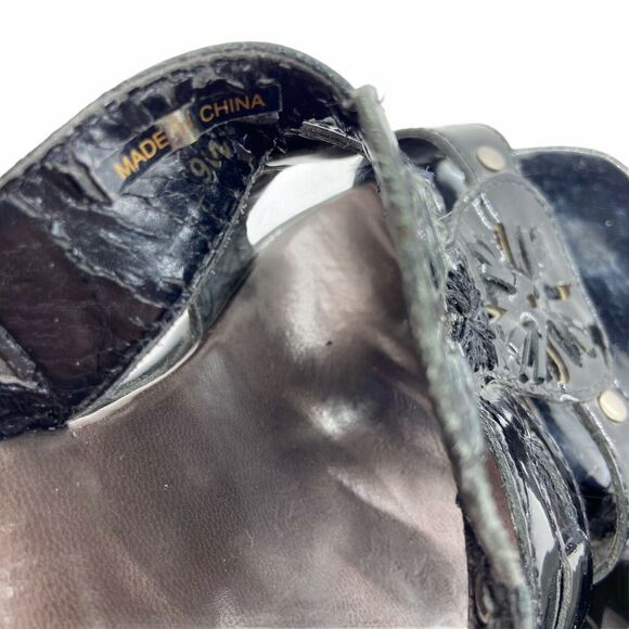 Sudini Slide Shoes Sandals Black Slip-on Block Heel sz 9 W Comfort Studded - Picture 5 of 16